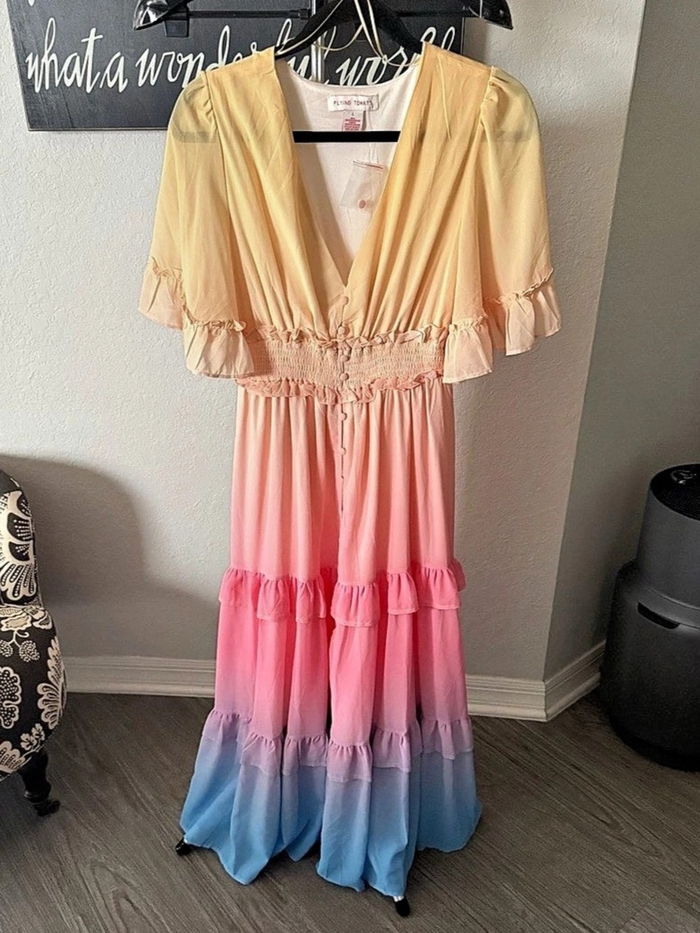 Flying Tomato Yellow-Blue Ombré Dress NWOT